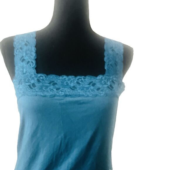 HALOGEN Teal Lace-Trimmed Camisole Tank Top Basic Medium - Picture 4 of 5